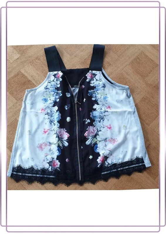 Top fleuri LMV La Mode Est à Vous T36 dentelle et zip